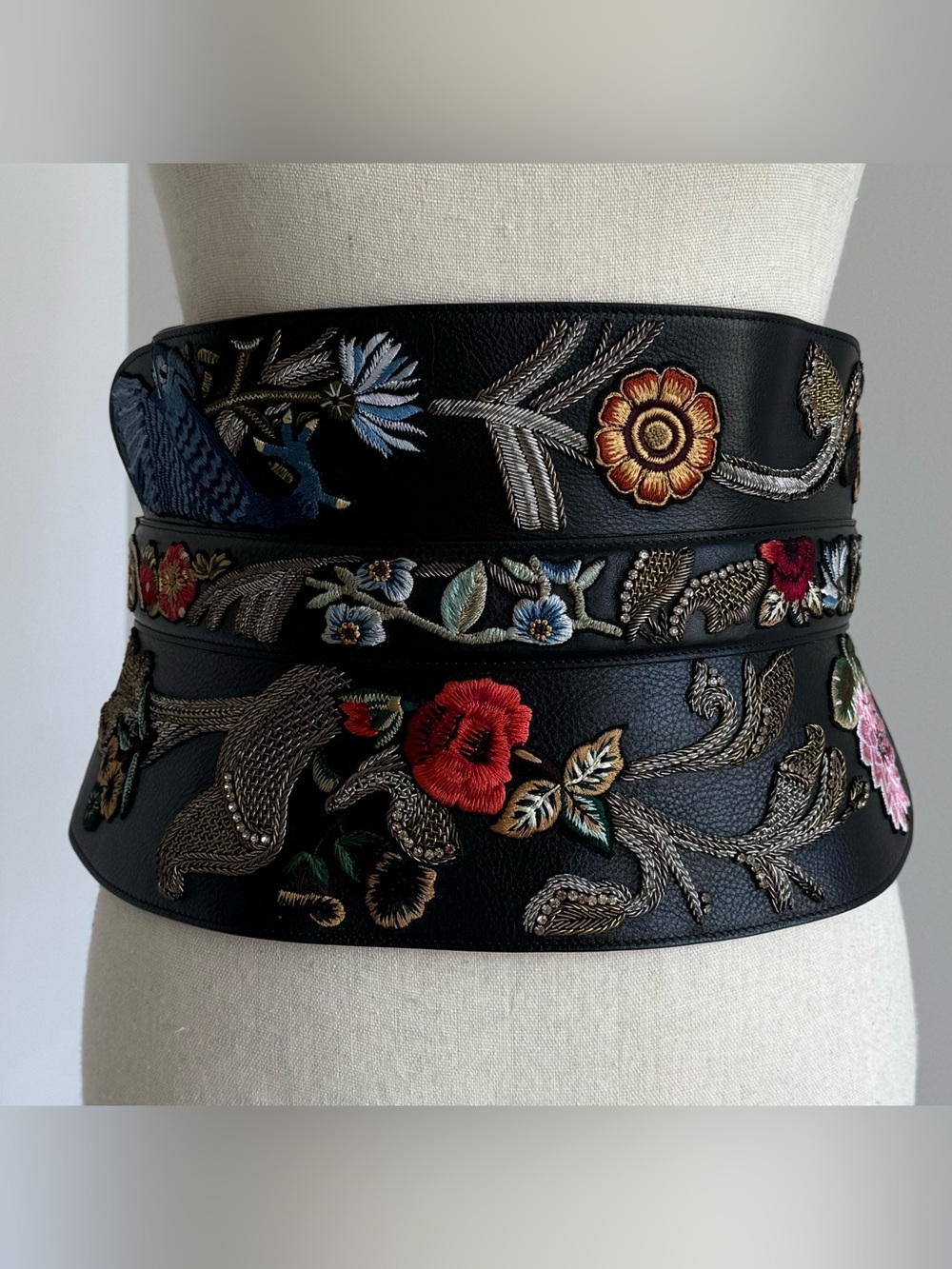 Alexander McQueen 2017 Embroidered Leather Corset Obi Belt - Runway Piece